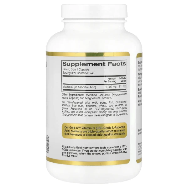 California Gold Nutrition, Gold C™, вітамін C класу USP, 1000 мг, 240 вегетаріанських капсул