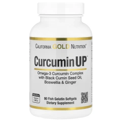 California Gold Nutrition, CurcuminUP™ із комплексом куркуміну й омега-3, олією з насіння чорного кмину, босвелією та імбиром, 90 капсул із риб’ячого желатину