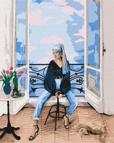 Картина за номерами Сучасна дівчина з перловою сережкою © Viktoriya Kovalenko  Brushme 40x50