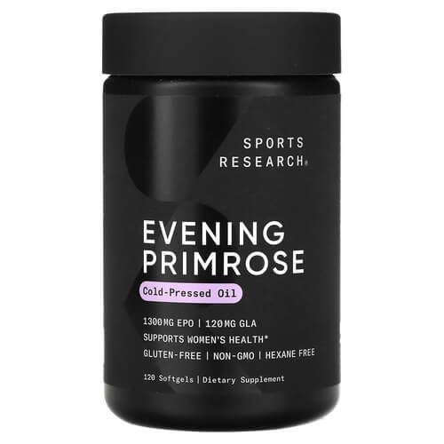 Масло примули вечірної 1300 мг Sports Research (Evening Primrose Oil) 120 рідких капсул