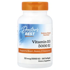 Вітамін D3 Doctor's Best (Vitamin D3) 125 мкг (5000 МО) 360 капсул