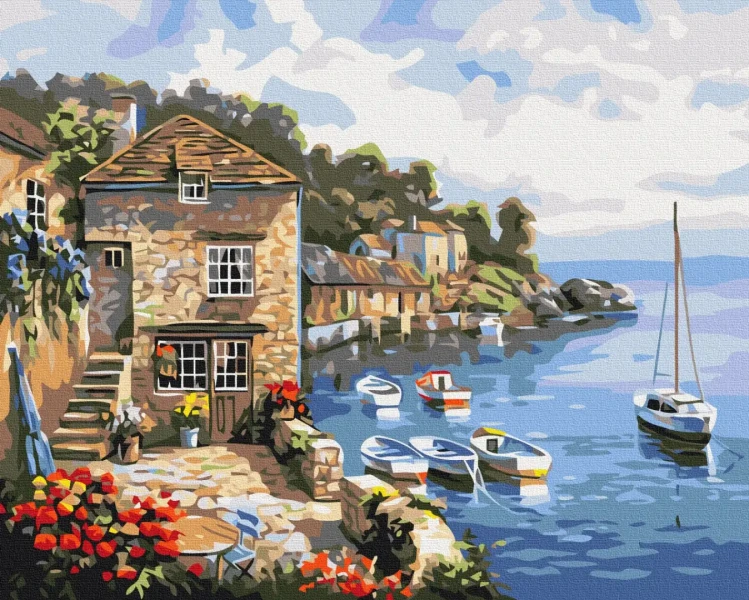 Картина за номерами Човни в морі  Brushme 48x60