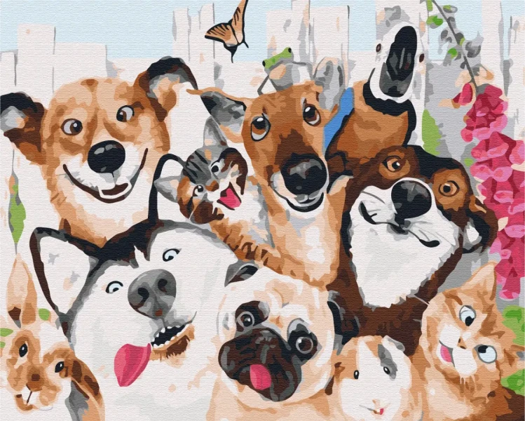 Картина за номерами Селфі домашніх звірят  Brushme 40x50