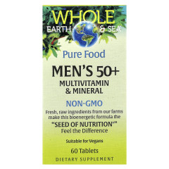 Natural Factors, Whole Earth & Sea, мультивітаміни й мінерали, для чоловіків від 50 років, 60 таблеток