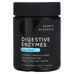 Травні ферменти та пробіотики Sports Research (Digestive Enzymes + Probiotic) 90 рослинних капсул