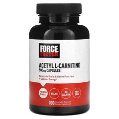 Ацетил L-карнитин 500 мг Force Factor (Acetyl L-Carnitine) 100 растительных капсул