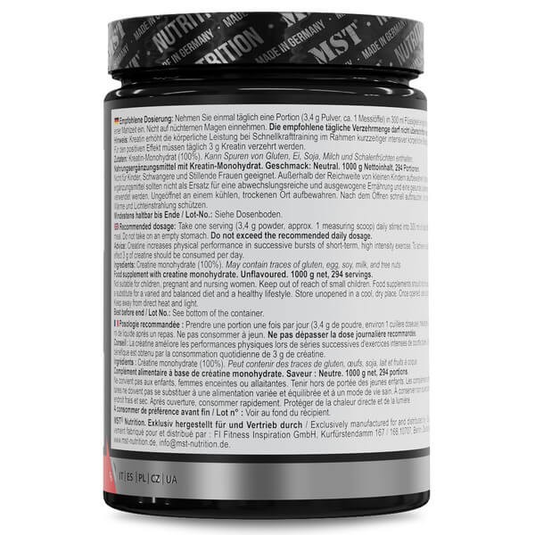 Креатин моногідрат MST nutrition (Creatine Monohydrate) 1000 г
