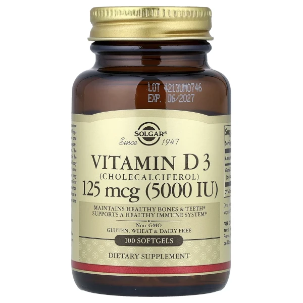 Вітамін D3 Solgar (Vitamin D3) 5000 МО 100 капсул