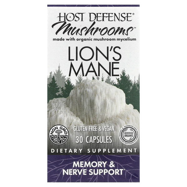 Їжовик гребінчастий Host Defense Fungi Perfecti 1000 мг (Lion's Mane) 30 вегетаріанських капсул