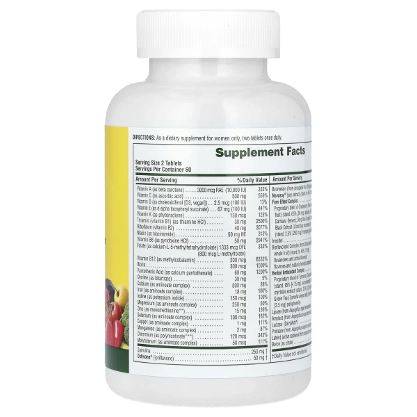 NaturesPlus, Source of Life®, мультивітаміни й мікроелементи з концентрованими цільними продуктами для жінок, 120 таблеток