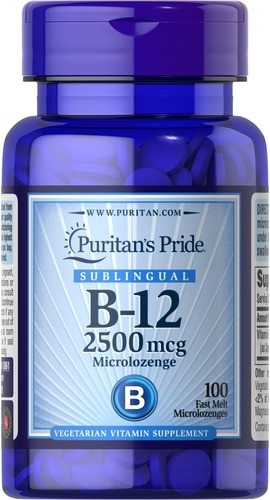 Витамин B-12 2500 мкг Puritan's Pride (Vitamin B-12 Sublingual) 100 сосательных таблеток
