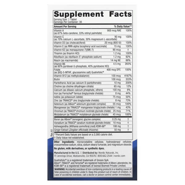Мультивитамин для женщин One Daily Nordic Naturals (Women's Multivitamin One Daily) 30 таблеток