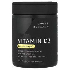 Витамин D3 125 мкг (5000 МЕ) Sports Research (Vitamin D3) 360 жидких капсул