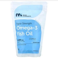 Риб'ячий жир Омега-3 потрійної сили зі смаком лимона Micro Ingredients (Triple Strength Omega-3 Fish Oil) 240 рідких капсул