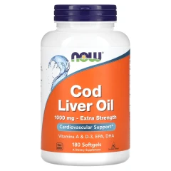 Жир печінки тріски NOW Foods (Cod Liver Oil) 1000 мг 180 капсул