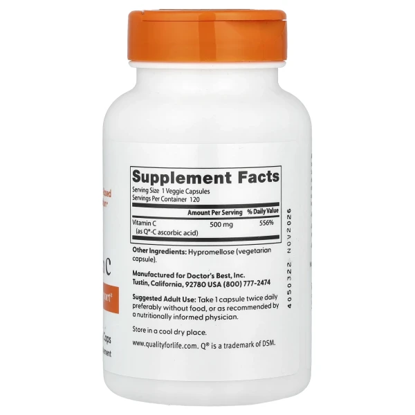 Вітамін С Doctor's Best (Vitamin C) 500 мг 120 капсул