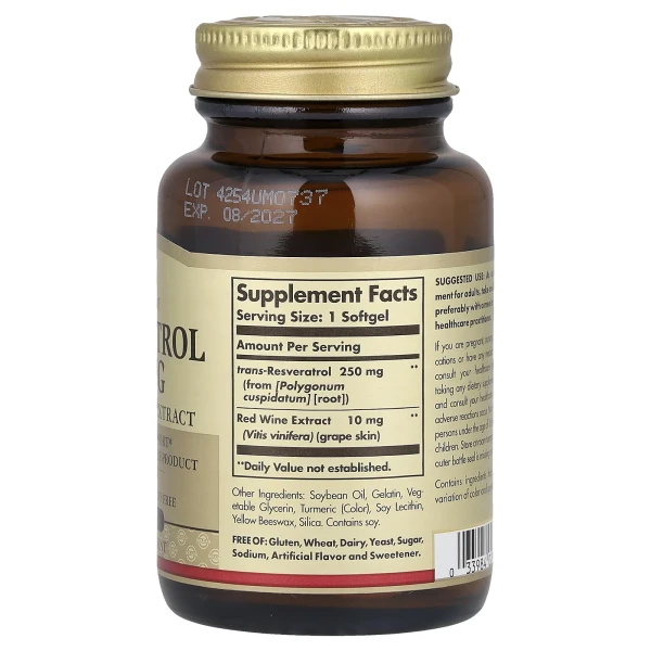 Ресвератрол Solgar (Resveratrol) 250 мг 30 капсул