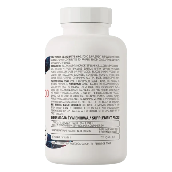 Витамин K2 Ostrovit 200 Натто MK-7 Vitamin K2 200 Natto MK-7 90 таблеток