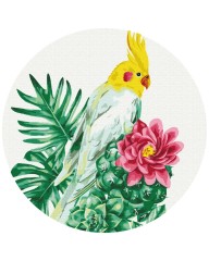 Картина за номерами кругла Тропічний папуга (Розмір L) 40 х 40 Brushme