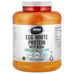 NOW Foods, Sports, протеїновий порошок із яєчного білка, з BCAA, без добавок, 2268 г (5 фунтів)