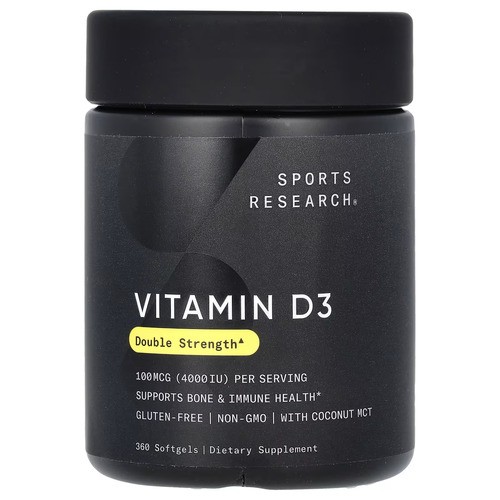 Витамин D3 100 мкг (4000 МЕ) Sports Research (Vitamin D3) 360 жидких капсул