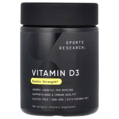 Витамин D3 100 мкг (4000 МЕ) Sports Research (Vitamin D3) 360 жидких капсул