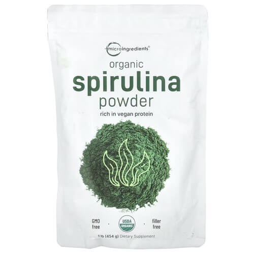 Органическая спирулина в порошке Micro Ingredients (Organic Spirulina Powder) 454 г