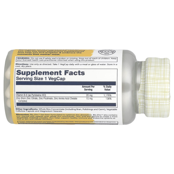 Біо Цинк Solaray (Bio Zinc) 100 капсул