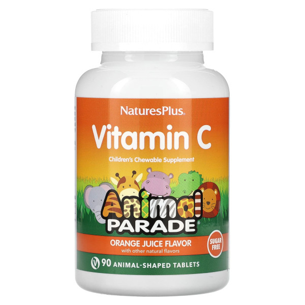 Вітамін С без цукру Nature's Plus (Children's chewable vitamin C) 90 жувальних таблеток зі смаком апельсину
