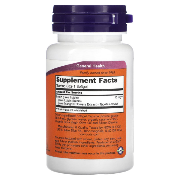 Лютеїн Now Foods (Lutein) 10 мг 60 капсул