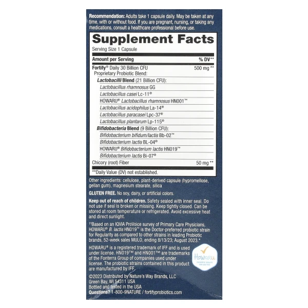 Щоденний пробіотик з пребіотиком Nature's Way (Fortify Daily probiotic Adult) 30 млрд КУО 30 капсул