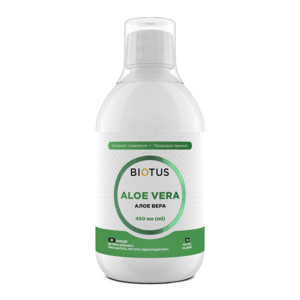 Алое Вера, Aloe Vera, Biotus, підтримка корисної мікрофлори, травної системи та шкіри, 450 мл