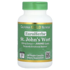 California Gold Nutrition, EuroHerbs, екстракт звіробою, якість Euromed, 300 мг, 180 рослинних капсул