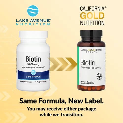 Біотин 5000 мкг California Gold Nutrition (Biotin) 30 рослинних капсул