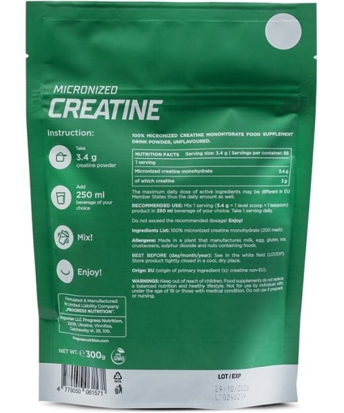 Моногідрат креатину Progress Nutrition (Creatine Monohydrate) 300 г