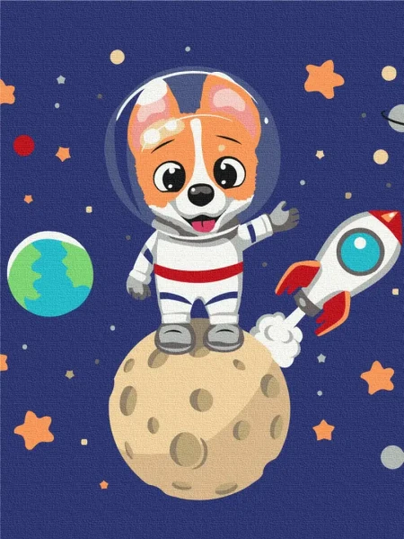 Картина по номерам Корги в космосе Brushme 30x40