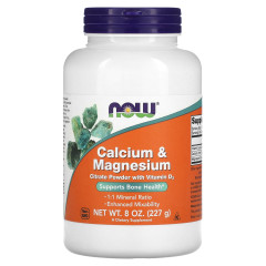 Кальцій та магній з вітаміном D3 Now Foods (Calcium&amp;Magnesium with Vitamin D3) порошок 227 г