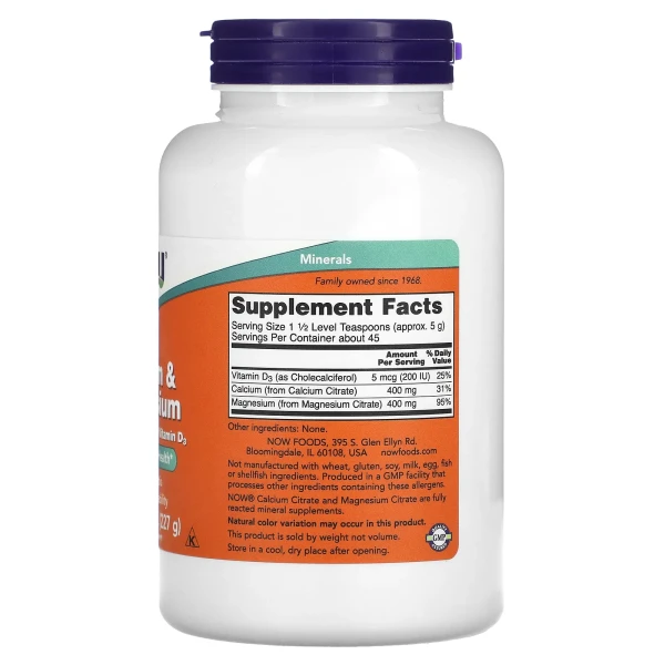 Кальцій та магній з вітаміном D3 Now Foods (Calcium&Magnesium with Vitamin D3) порошок 227 г