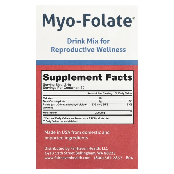 Міо-фолат для фертильності Fairhaven Health (Myo-Folate) 30 пакетів