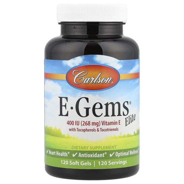 Carlson, E-Gems® Elite, вітамін E з токоферолами й токотриєнолами, 120 капсул