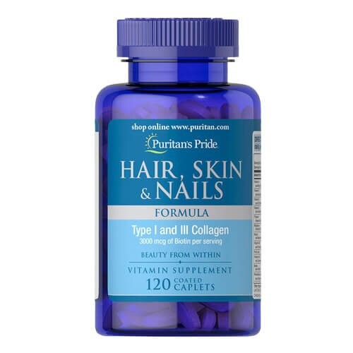 Коллаген 1 и 3 типа для волос, кожи и ногтей Puritan's Pride (Hair Skin and Nails Type I and III collagen) 120 таблеток