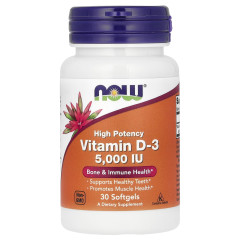 Вітамін D3 Now Foods (Vitamin D3) 5000 МО 30 капсул