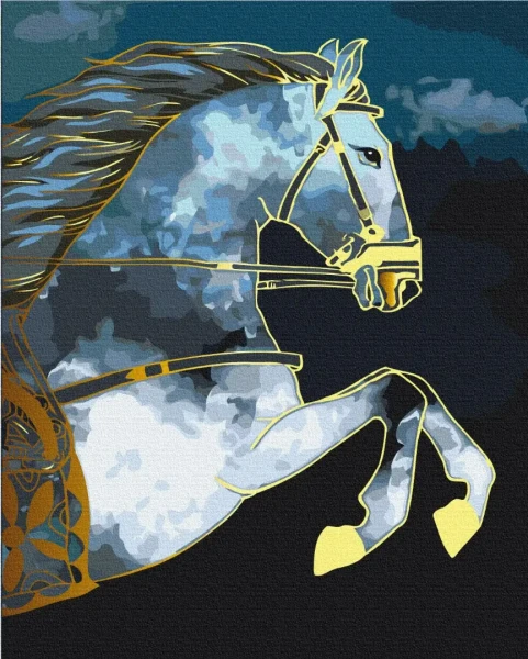 Картина за номерами Скакун в сутінках  з золотою фарбою  Brushme 40x50