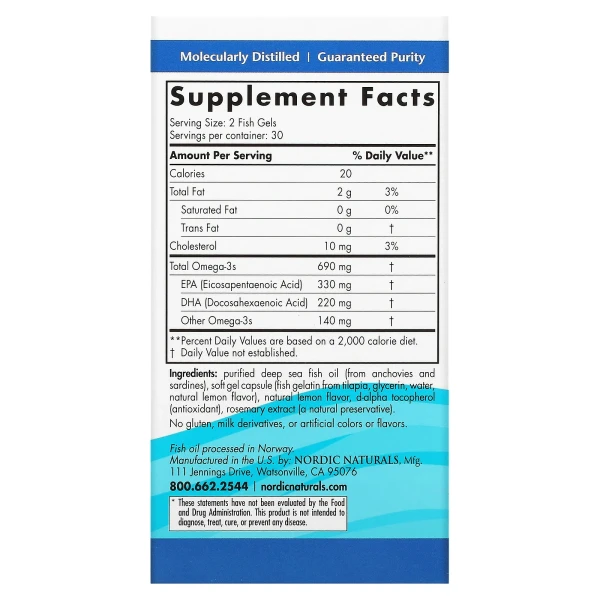 Омега-3 Nordic Naturals (Omega-3) 1000 мг 60 капсул