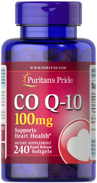 Коензим Q10, CO Q-10, Puritan's Pride, 100 мг, 240 гелевих капсул швидкого вивільнення
