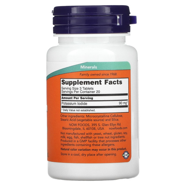 NOW Foods, йодид калію, 30 мг, 60 таблеток