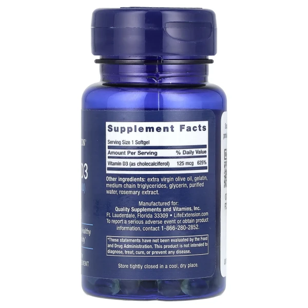Вітамін Д3 Life Extension (Vitamin D3) 5000 МО 60 капсул