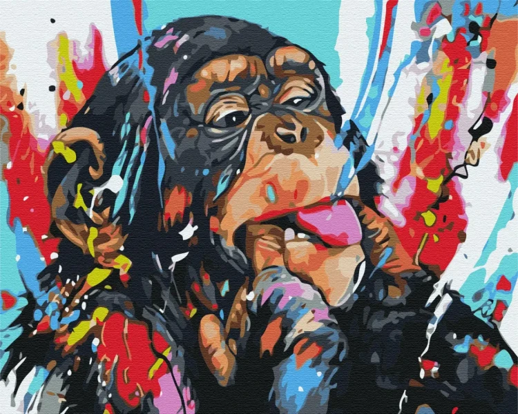 Картина за номерами Кольорова шимпанзе  Brushme 48x60