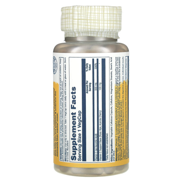Вітамін С двофазне вивільнення Solaray (Vitamin C) 500 мг 100 капсул