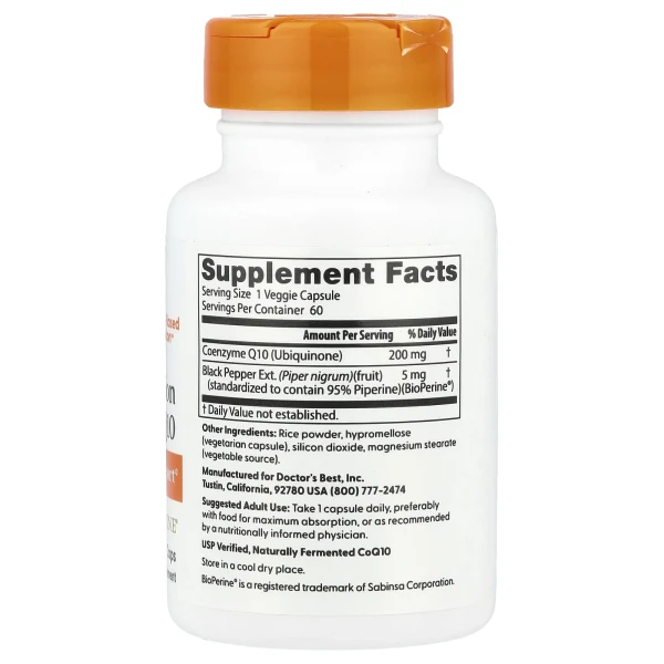 Коензим Q-10 з біоперином Doctor's Best (CoQ10 with Bioperine) 200 мг 60 капсул